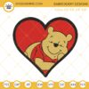 Winnie Pooh Heart Embroidery File, Cartoon Valentine Machine Embroidery Design