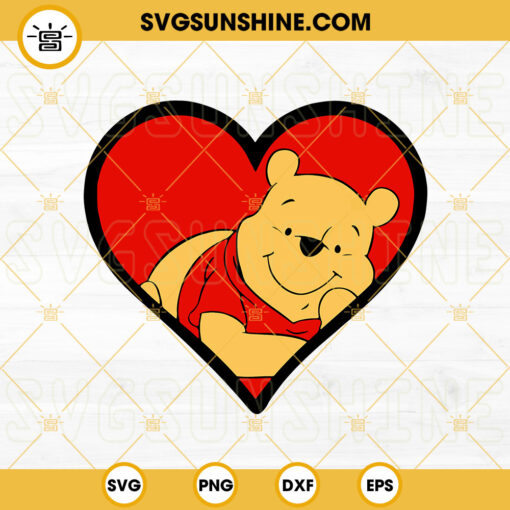 Winnie Pooh In Heart SVG, Winnie Pooh Valentine SVG, Valentine’s Day SVG PNG DXF EPS
