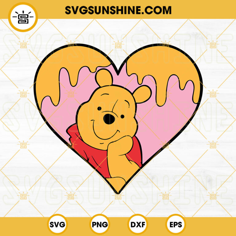 Winnie Pooh In Honey Heart SVG, Winnie Heart SVG, Pooh Valentine SVG ...