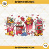 Winnie Pooh Valentine Coffee PNG, Winnie Bear Latte PNG, Cartoon Valentine's Day PNG Sublimation