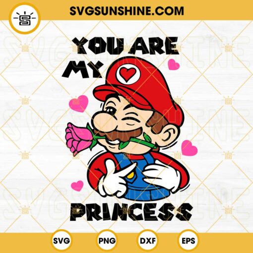 Super Mario You Are My Princess SVG, Super Mario Valentine SVG PNG DXF EPS Cricut Files