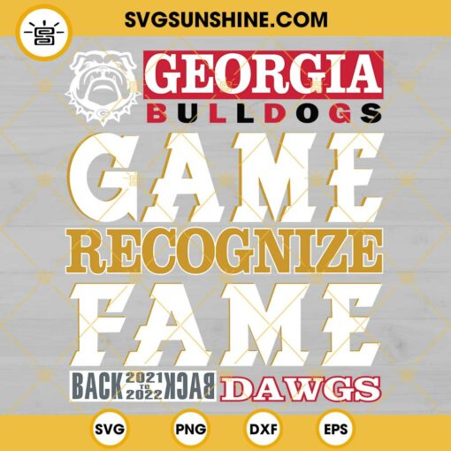 Georgia Bulldogs National Champions SVG, Georgia Bulldogs SVG, Game Recognize Fame Back To Back Go Dawgs SVG