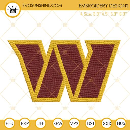 Washington Commanders Logo Embroidery Files, NFL Football Team Machine Embroidery Designs