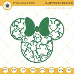 Minnie Mouse Head Shamrock Embroidery File, Disney St Patrick's Day Embroidery Design