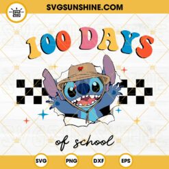 Stitch Bad Bunny 100 Days Of School SVG PNG DXF EPS Cricut Files