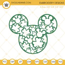 Mickey Mouse Head Shamrock Embroidery Design, St Patrick's Day Embroidery File
