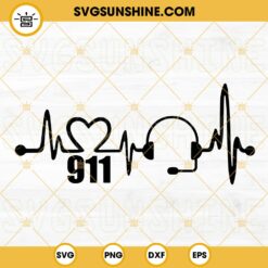 911 Heartbeat SVG, Headset SVG, Dispatcher SVG PNG DXF EPS Cut Files