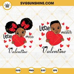 Afro Little Boy And Girl Valentine SVG Bundle, Little Miss Valentine SVG, Little Mister Valentine SVG, African Valentine SVG