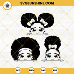 Afro Girl SVG Bundle, Peekaboo Girl SVG, Black Girl Messy Bun SVG, Black History SVG PNG DXF EPS Cricut