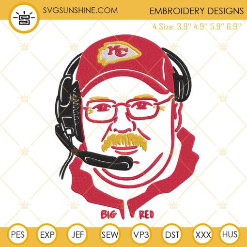 Andy Reid Embroidery Design, KC Chiefs Coach Embroidery File