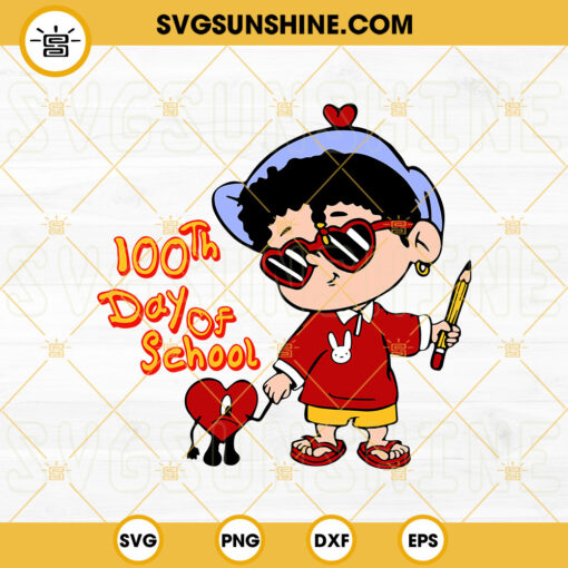 Baby Benito 100th Day Of School SVG, Bad Bunny SVG, 100 Days Of School SVG PNG DXF EPS