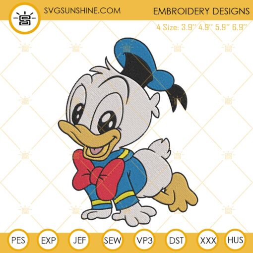 Baby Donald Duck Embroidery Designs, Cute Disney Embroidery Files