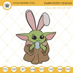Baby Yoda Easter Embroidery Designs, Star Wars Easter Embroidery Files