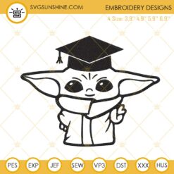 Baby Yoda Graduation Embroidery Design Files