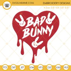 Bad Bunny Heart Machine Embroidery Designs