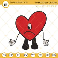 Bad Bunny Sad Heart Embroidery Designs, Un Verano Sin Ti Embroidery Files