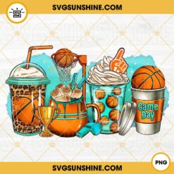 Basketball Coffee Cups PNG, Game Day PNG, Sports Latte PNG Digital Download
