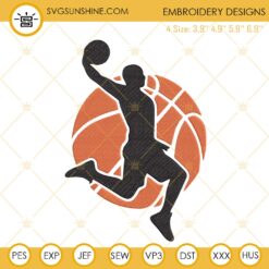 Basketball Player Against Ball Embroidery Files, Basketball Embroidery Designs
