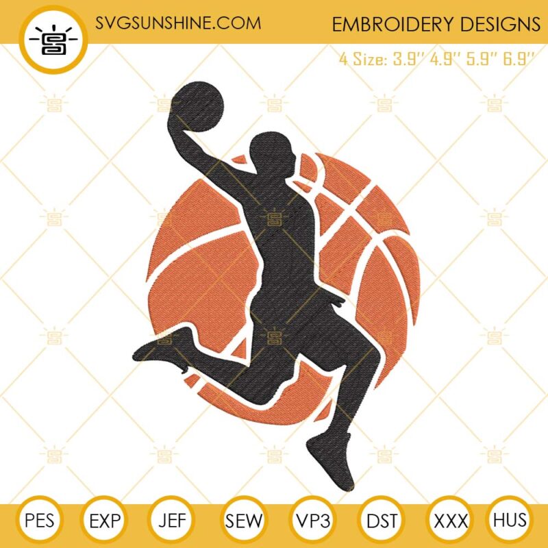 Basketball Player Against Ball Embroidery Files, Basketball Embroidery