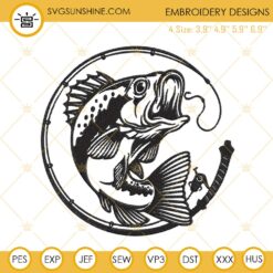 Bass Fishing Machine Embroidery Design Files