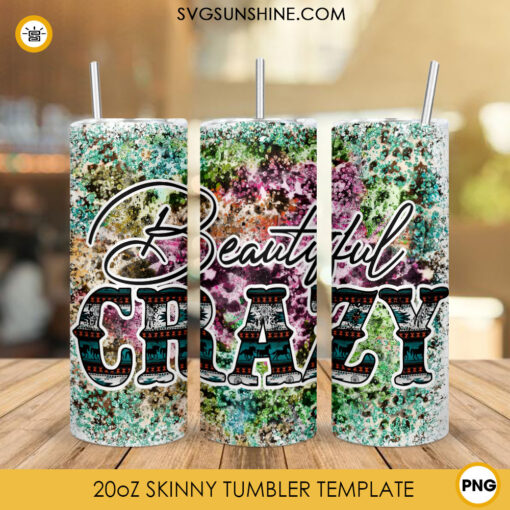 Beautiful Crazy 20oz Skinny Tumbler Wrap, Western Aztec Tumbler Design File