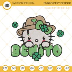 Benito Hello Kitty St Patricks Day Embroidery Designs, Bad Bunny St Patricks Embroidery Files