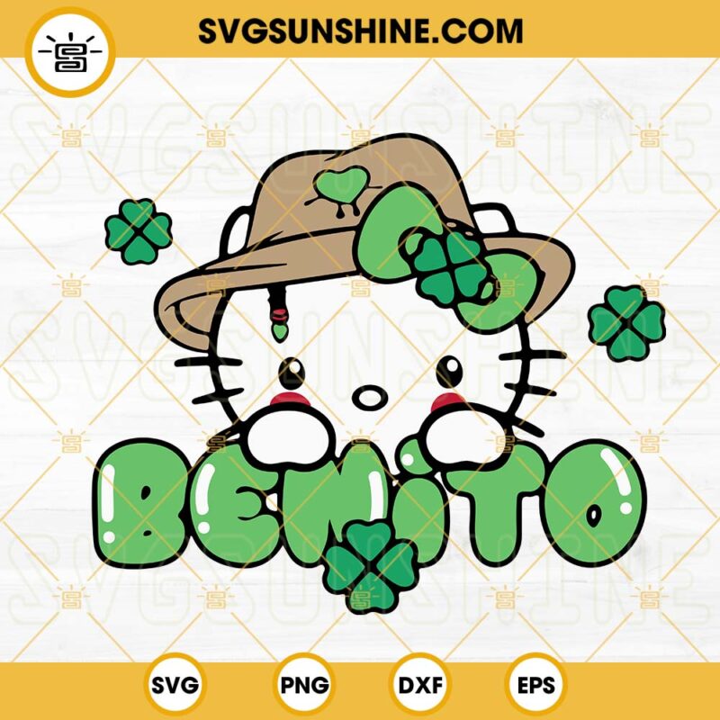 Benito Hello Kitty St Patricks Day SVG, Bad Bunny Hello Kitty SVG, St