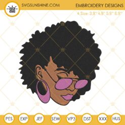 Black Woman With Glasses Embroidery File, Black History Embroidery Design