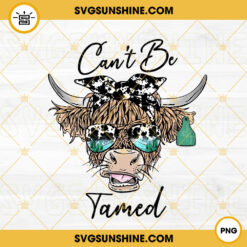 Can’t Be Tamed PNG, Heifer PNG, Highland Cow PNG, Cow Sunglasses Bandana PNG Design Download