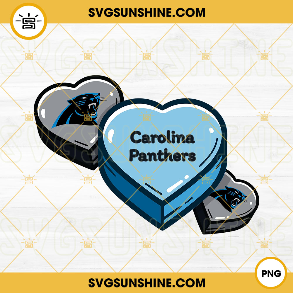 Carolina Panthers Conversation Hearts PNG, Panthers Football Love PNG Sublimation Download