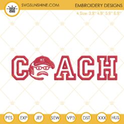 Kansas City Chiefs Coach Embroidery Designs, Andy Reid Embroidery Files