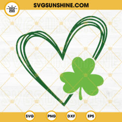 Clover Heart SVG, Shamrock SVG, Lucky SVG, Saint Patrick's Day SVG PNG DXF EPS Files