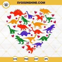 Dinosaur Heart SVG Bundle, I Love Dinosaurs SVG, Rawr Means I Love You SVG, Dinosaur Valentine SVG PNG DXF EPS