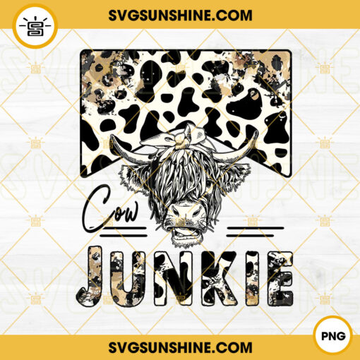 Cow Junkie PNG, Highland Cow Bandana PNG, Leopard Cowhide PNG, Western Heifer PNG Digital File