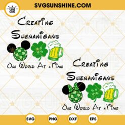 St Patricks Day Disney SVG, Creating Shenanigans One World At A Time SVG Bundle, Disney Shamrock SVG