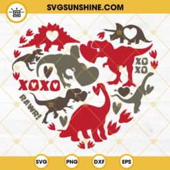 Dinosaur Valentine Heart SVG, Boys Valentine SVG, Kids Valentines SVG, Valentines Day SVG