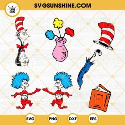 Dr Seuss One Fish Two Fish Red Fish Blue Fish SVG PNG DXF EPS Cricut