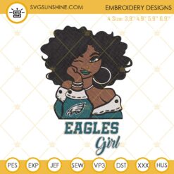 Eagles Girl Embroidery Designs, Afro Girl Philadelphia Eagles Embroidery Files