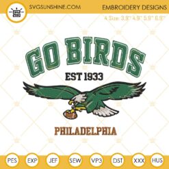 Go Birds Philadelphia Embroidery Designs, Eagles Embroidery Files