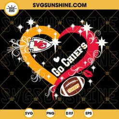 Go Chiefs SVG, Kansas City Chiefs Slogan SVG, Chiefs Football Heart SVG PNG DXF EPS Cut Files