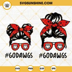 Messy Bun Go Dawgs Mom And Daughter SVG, Bulldawgs Football SVG, Georgia Bulldogs SVG PNG DXF EPS