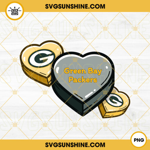 Green Bay Packers Conversation Hearts PNG, Packers Football Love PNG Sublimation Download
