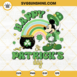 St Patricks Day Disney SVG Bundle, Lucky Clover SVG, Disney Characters Leprechaun Hat SVG PNG DXF EPS