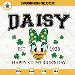 Happy St Patricks Day Daisy SVG, Daisy Duck Leprechaun SVG, Shamrock SVG PNG DXF EPS Files