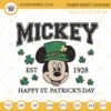 Mickey St Patricks Day Est 1928 Machine Embroidery Designs