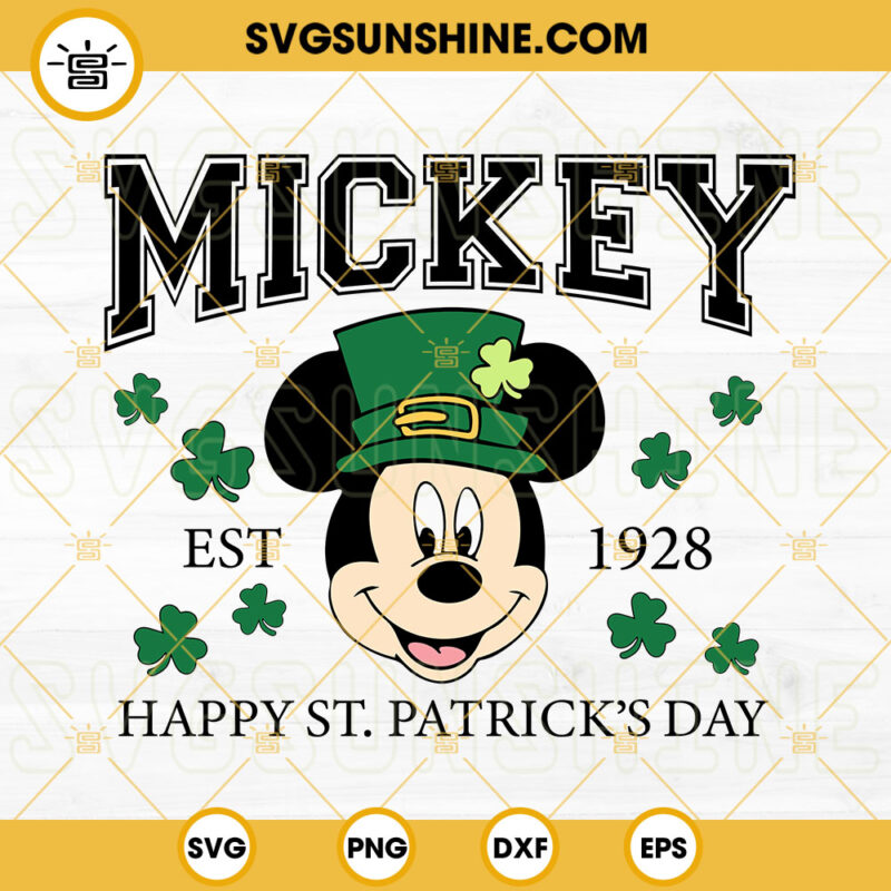 Happy St Patricks Day Mickey Svg Mouse Leprechaun Svg Lucky Clover