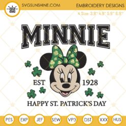 Minnie St Patricks Day Est 1928 Embroidery Designs For Machine