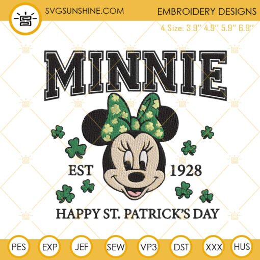 Minnie St Patricks Day Est 1928 Embroidery Designs For Machine