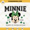 Happy St Patricks Day Minnie SVG, Minnie Mouse Leprechaun SVG, Irish Clover SVG PNG DXF EPS Files