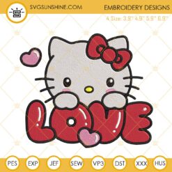 Hello Kitty Love Embroidery Design, Hello Kitty Valentine Embroidery File
